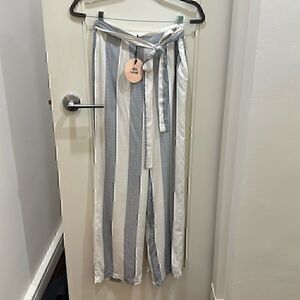 NWT-After Market striped wide-legged pants fully lined Size Small